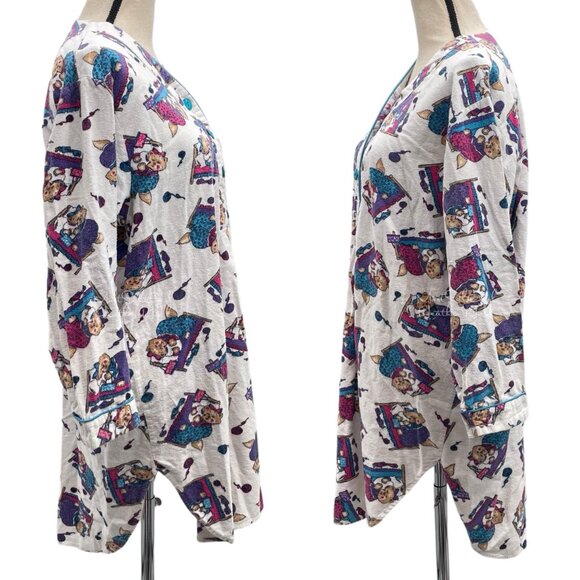 Night Gear Sleepwear Vintage 80's All Over Sleepy Cats Varsity Shirt Nightgown - Picture 3 of 8